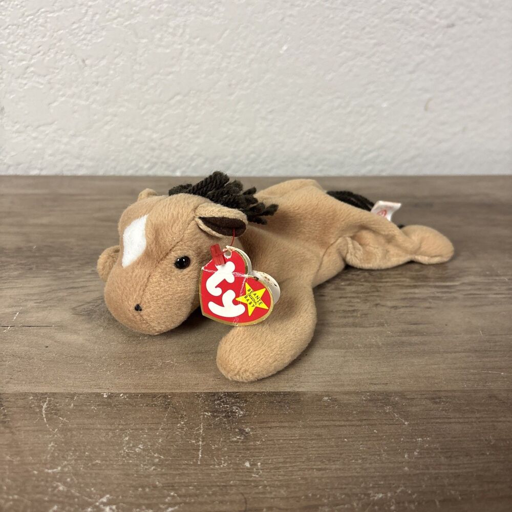 Ty Beanie Baby DERBY the Horse with Star & Furry Mane Toy